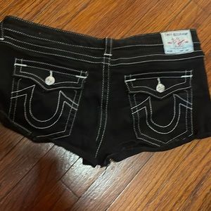 True Religion black Denim shorts sz 34 with stretch